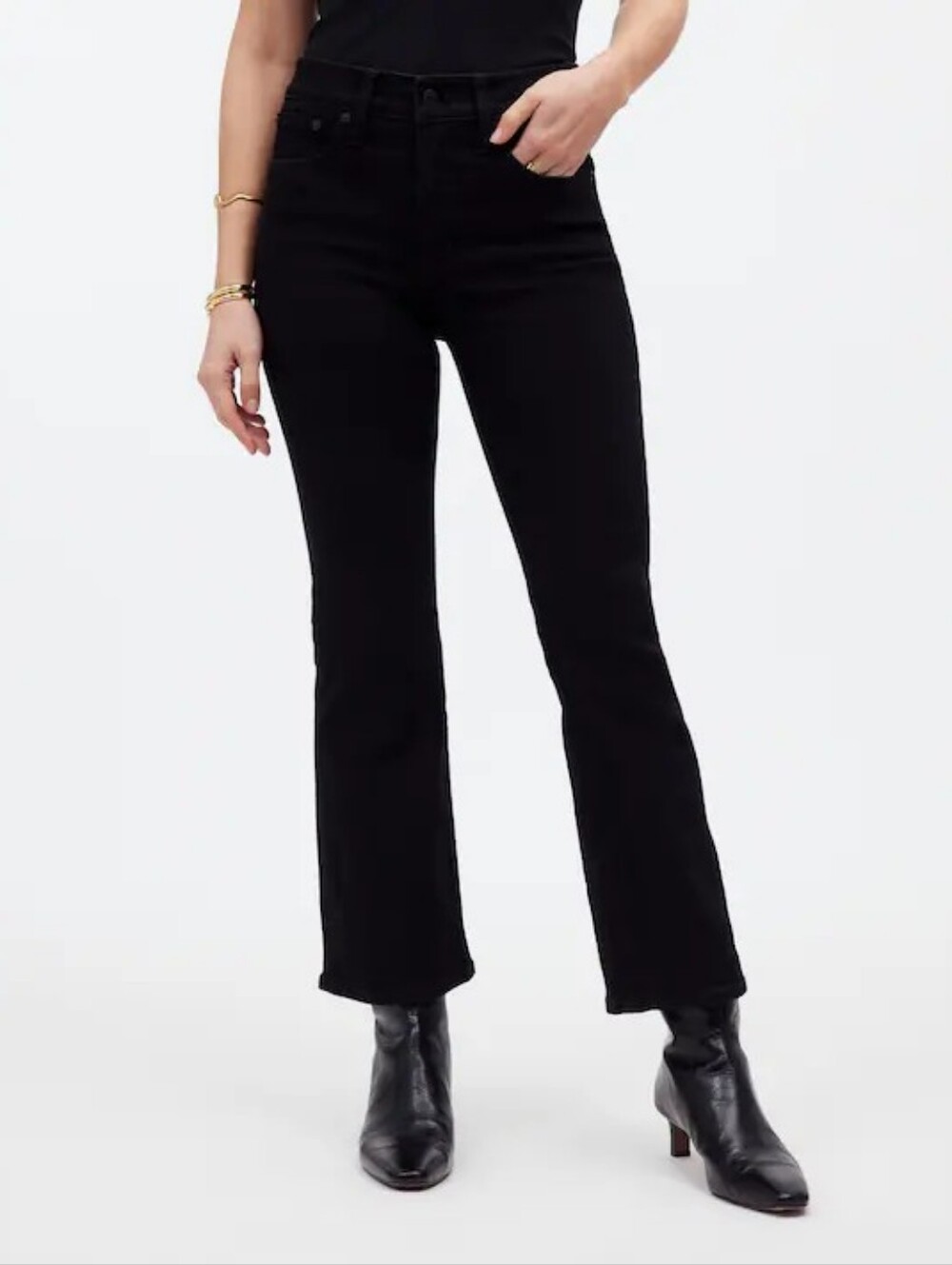 Madewell Mid Rise Kick Out Jeans Black Rinse Wash Denim 29